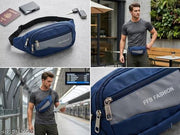 FFB FASHION Unisex Waist Bag | Multi-Pocket Travel Pouch with Adjustable Strap | Stylish Sling Bag |Walking & Daily Use.unisex waist bag, quilted bag, mobile pouch, travel pouch.