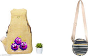 Girls and Womens Multicolor Hemp Round Sling Bag