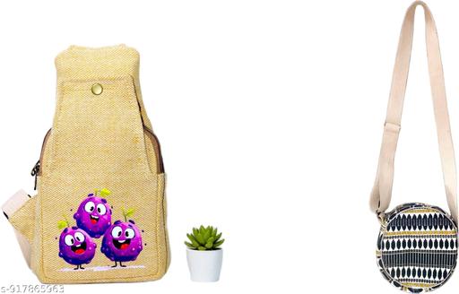 Girls and Womens Multicolor Hemp Round Sling Bag