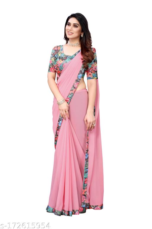 GEORGETTE SAREE WITH BEAUTIFUL LESS BORDER.