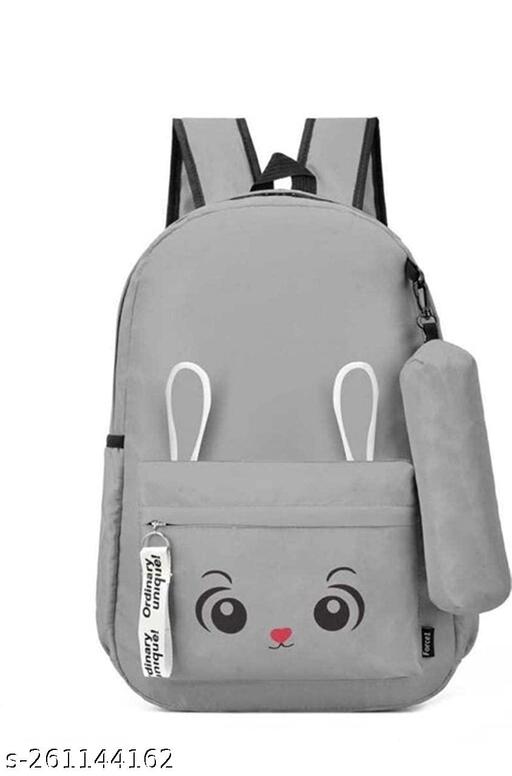 Medium 25 L Laptop Backpack Bunny Backpack for Girls  (GREY) Pack Of 1PC