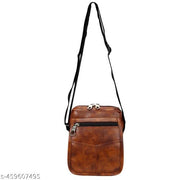 Zerus Unisex PU Leather Sling Bag Cross Body Travel Bag for Men & women
