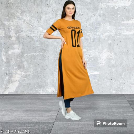 01 PRINTED KURTI YELLOW
