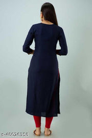 Embroidered Blue Rayon kurti