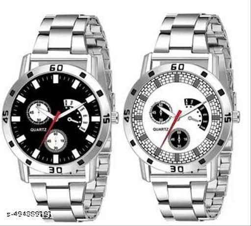 Silver Watch with Stunning Black Dial Chain Watch