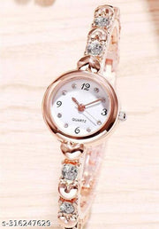 new fashionable white diamond chronograph design silver dial watch for womens Analog Watch - For Girls