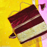 Maroon Lucknowi Velvet Potli Bag For women & Girls