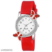 Girls Rubber Casual Analog Watches(Red)