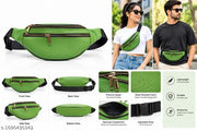 ELEVATE FASHION Stylish Green Waist Bag for Men & Women | Water Resistant Crossbody Sling Fanny Pack | Adjustable Strap with Multiple Zipper Compartments | Travel, Gym & Outdoor Use
