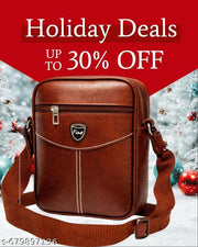 Stylish Beige Leather Sling Bag for Men | Crossbody Shoulder Bag | Office & Casual Use