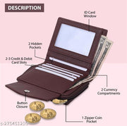 WALLETIN Girls Travel, Trendy Brown Artificial Leather Wallet (6 Card Slots)