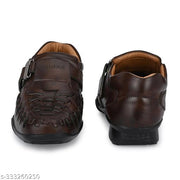 XEYLO Men's Stylish & Premium Quality Genuine Faux  Leather Velcro Roman Sandals | Sandal For men | Bantu Sandal | Floater Sandal | Slipper