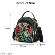 SYGA Women's Mini Backpack - Multi-Purpose Shoulder Bag with Leaves Pattern (Black)