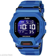 HALA HL-1035-Blue Shockproof Silicone Strap Hybrid Square Dial Sports Chronograph Multi Function Working Premium Quality LED Luminous Light For Mens & Boys Digital Watch - For Men