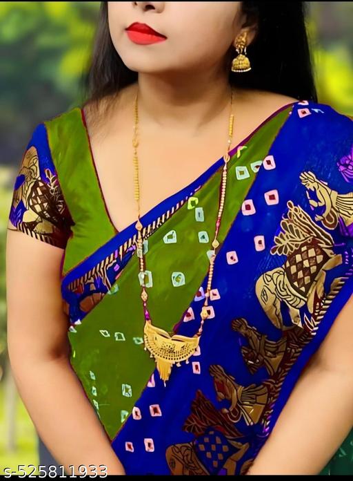 Womens bollywood bandhani crepe silk animal print saree with blouse