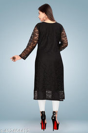 Women Self Design Net Straight Kurta