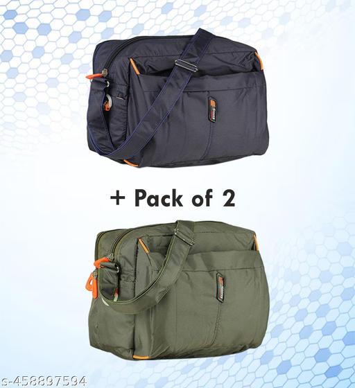 Men & Women's Cross Body Travel Sling Bag || Polyster Sling Bag || Cross Body Utility || Travel Bag || Office Business Messenger Bag || One Side Shoulder Bag for Men and Women Unisex || (Pack Of 2)