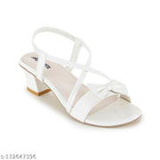 White solid medium heel for women and girls casual and party wear sandal and very light weight heel new latest design heel for every wear and every look is shine (White)