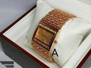 Yolako Rectangle Rose Gold Diamond Cash New Women Watch