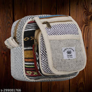 MYRIAD Hemp Multi Pocket Cross Body Bag Purse Made from Pure Hemp 3 Compartments Pack of 1 (7.5 X 7.5 X 2.5)