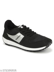 Stylish Black Synthetic Solid Walking Shoes For Men