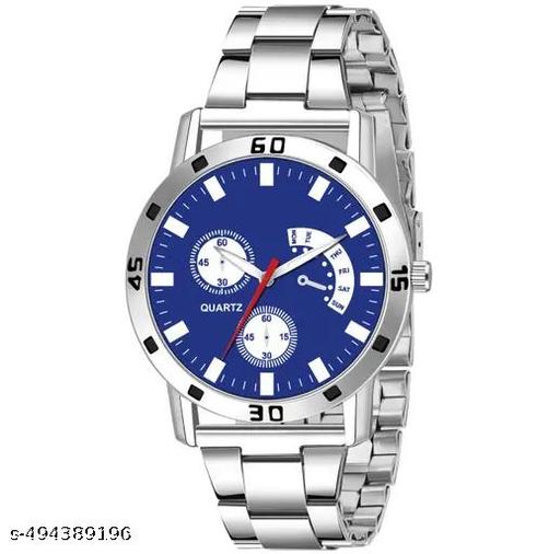 Silver Watch with Stunning Black Dial Chain Watch