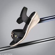women footwear heels : ladies heel sandals : casual heel sandals : black solid heels : formal heel sandals : casual wedge heels