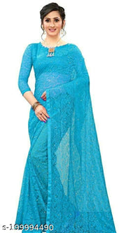 Brasso Net Cream Beads & Stone saree with blouse