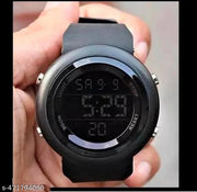 Black solid round digital sports watch for mens/boys