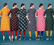 Women Printed Crepe Kurti (Combo Of 5)