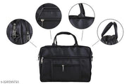 swastik enterprise genuine lether world 15.6 inch laptop officeal bag black