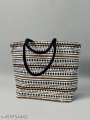 Stylish Canvas Tote Bag with Studded Black Handles & Bold Yellow Design