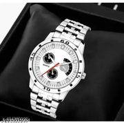Silver Watch with Stunning Black Dial Chain Watch