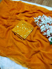 Simmer saree with double aarko and  heavy embroidery work blouse