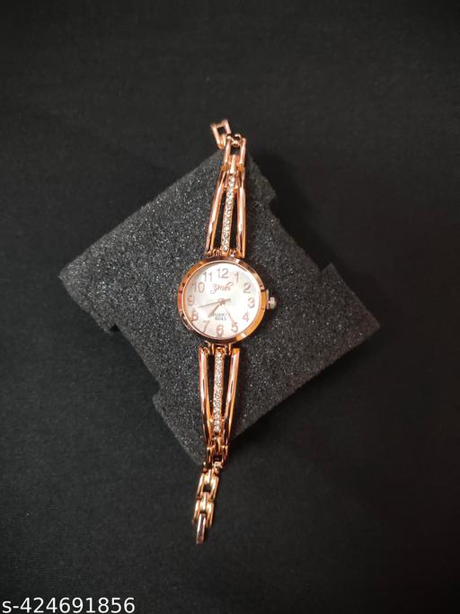 SJE Premium mini Analog watch for ladies stone design rose gold