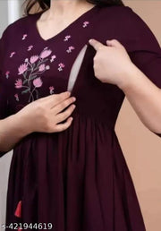 R.K. CREATIONS embroidery Feeding Maternity Kurti Both Side Zip Anarkali Kurta & Kurtis Zipper dress Beautiful Embroidery