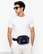 BLUE WAIST BAG WITH GOOD CUSHIONING I ELEGANT TO CARRY I PREMIUM WATER RESISTANT FABRIC I ADJUSTABLE 3 IN 1 STRAPS I DURABLE AND LIGHTWEIGHT