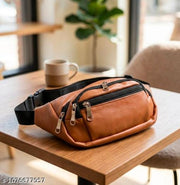 Stylish PU Leather Waist Bag for Men & Women / Travel Fanny Pack / Crossbody Sling Bag