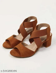 heels sandals for women and girls stylish and trendy heels for women and girls (Brown)