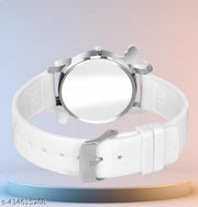 Dimond Studded Flower Design Dial PU Strap Analog Girl's and Women's WHITE Watch(PACK OF 1)