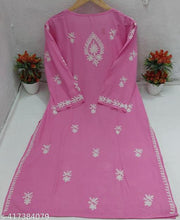 Luckhnowi women latest chikankari long kurti riyon