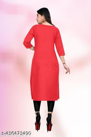 Polyster/Crepe fabric-Casual Crepe Fabric Kurti For Wowen Multicoloured Crepe Kurtas For Women | Trending Summer Casual Ethinic Crepe Fabric Kurti | Casual Regular Fit Crepe Low Price Plain Kurti for Women's