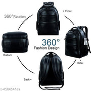 Zerus Large 40 L PU Leather Backpack Casual Waterproof Laptop Bag/Backpack for Men Women Boys Girls/Office School College Teens & Students