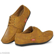 Beige Solid Loafers For Men
