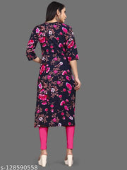 Polyster/Crepe fabric-Women Printed Straight Kurta
