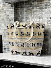 Eco-Friendly Unisex Big Yellow Tote Bag with Small Deer Design – A Perfect Blend of Style & Functionality