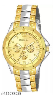 Analogue Gold Dial Watch For Men Elios-Gold-Silver