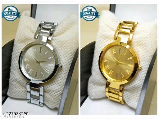 Attractive New Solid Dial Attractive Metal Chain Belt Analog Watch for Women