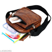Zerus Unisex PU Leather Sling Bag Cross Body Travel Bag for Men & women