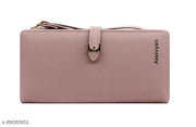 Alexvyan Pink Long Belt Design Bi-Fold Women's Purse Wallet Card Organizer Female Hand Purse Clutch Women/Ladies/Girls Wallets 12 Card Holder 3 Long Pocket -1 Zipper Long Coin Pocket